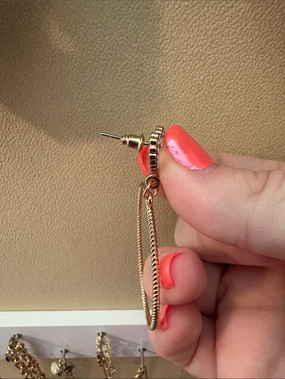 Diamond Heart Hoop Earrings - Picture 2 of 2